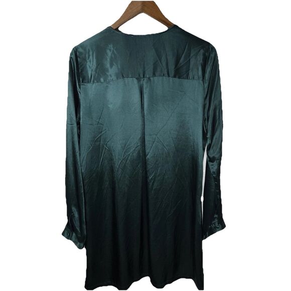 L'Academie Green Cadet Dress Satin V Neck Large - Picture 9 of 9